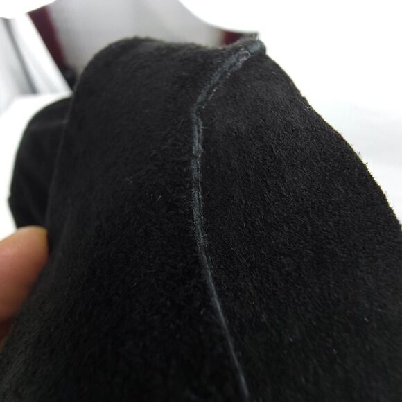 100% Leather Jacket Suede Cropped Western Boho Fringe Tassel Horse Girl Black - Picture 7 of 7